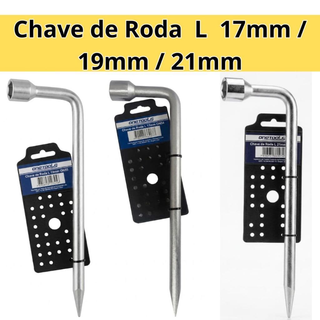 Chave De Roda Universal L Com Espatula 17mm / 19mm / 21mm Carro Reforçada (Selecione a medida do seu carro)