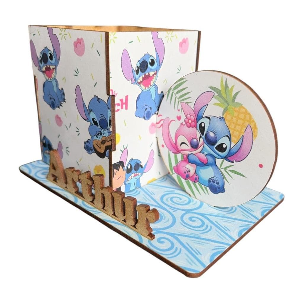 Centro De Mesa Cachepo Lilo Stitch Com Nome 10 Unidades