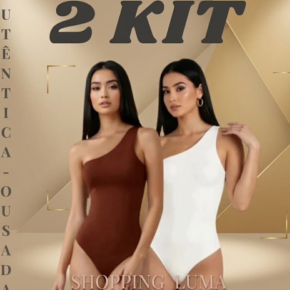 KIT 2 Body Feminino Blogueirinha Suplex Mula Manca Com Forro Bory Alça fina um Ombro Bore Premium