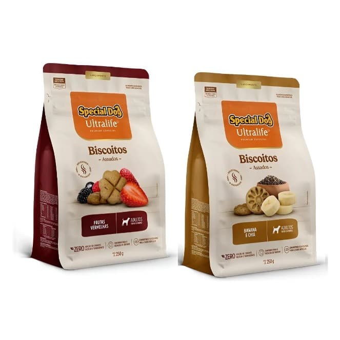 Biscoito Special Dog Frutas Vermelhas E Banana/chia 250g Cada