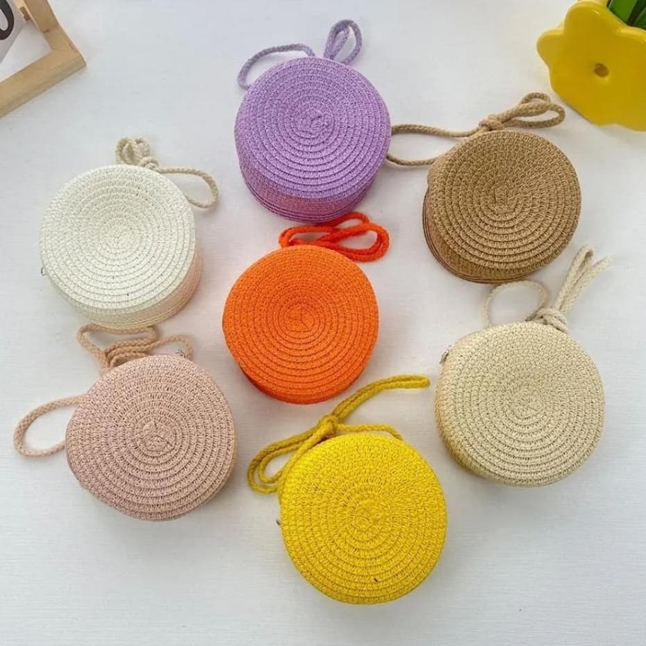Bolsa de Palha redonda praia transversal linda verão, estilo para seu dia a dia