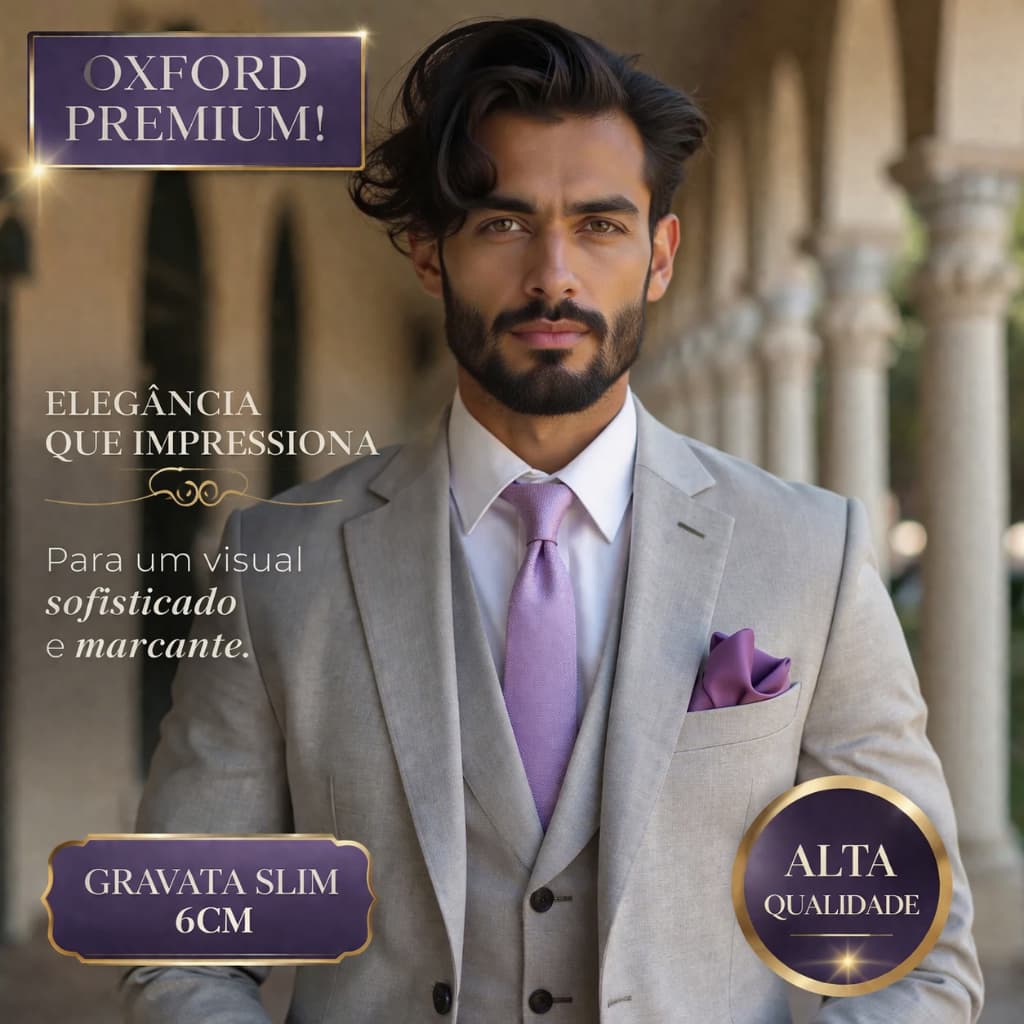 Gravata masculina Lilás Lavanda (Tecido Oxford) - Kit 10 a 14 unidades (A pronta entrega)