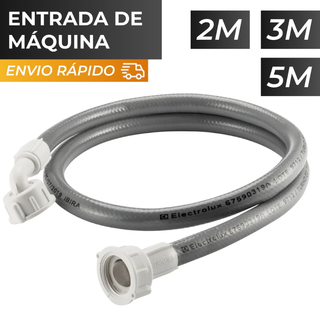 Mangueira de Entrada para Máquina de Lavar 2m, 3m ou 5m com Filtro Universal