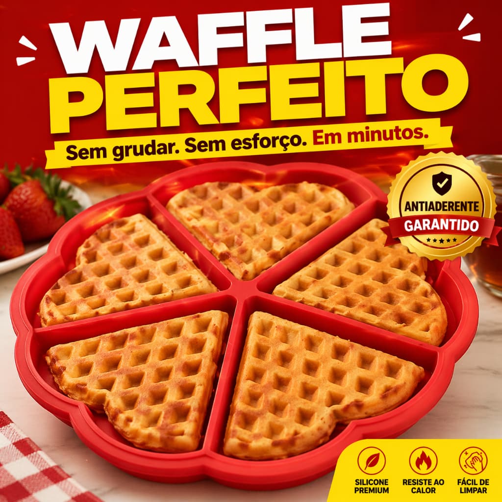 Forma Silicone Antiaderente Waffle 5 Cavidades Cozimento Fácil Sortido