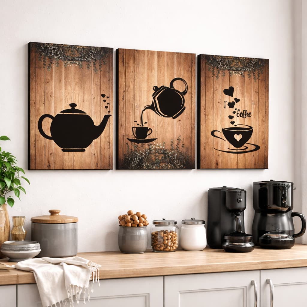 Placa Quadro Decorativo Kit Para Cozinha Café 20x30