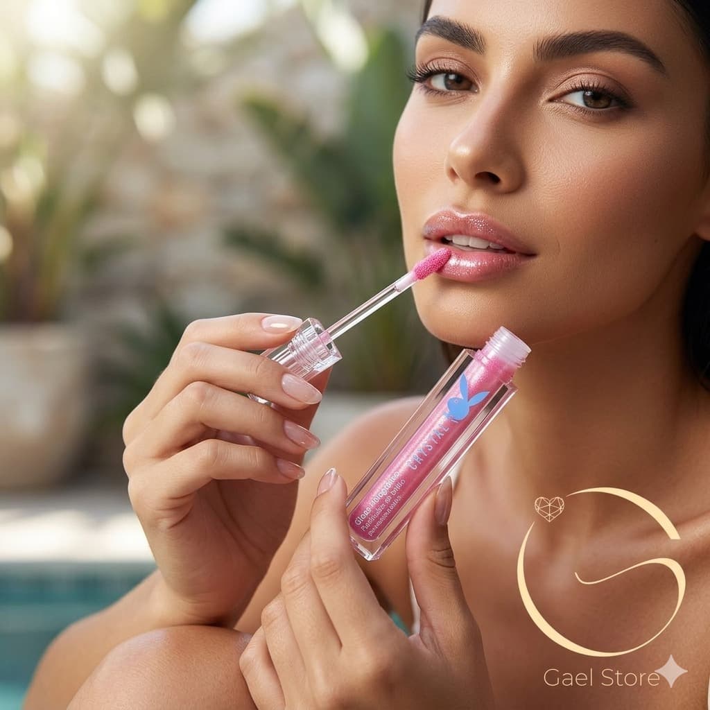Gloss Holográfico Crystal Playboy ✨ Brilho Espelhado Volumoso Lábios Hidratados