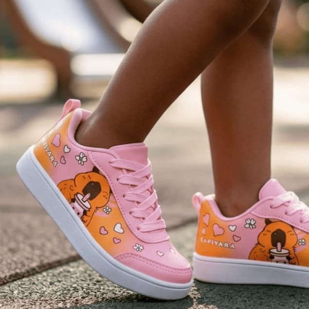 Tênis Infantil Feminino Sapato Menina Capivara Casual P/ Escola Passeios Confortável Envio Rápido