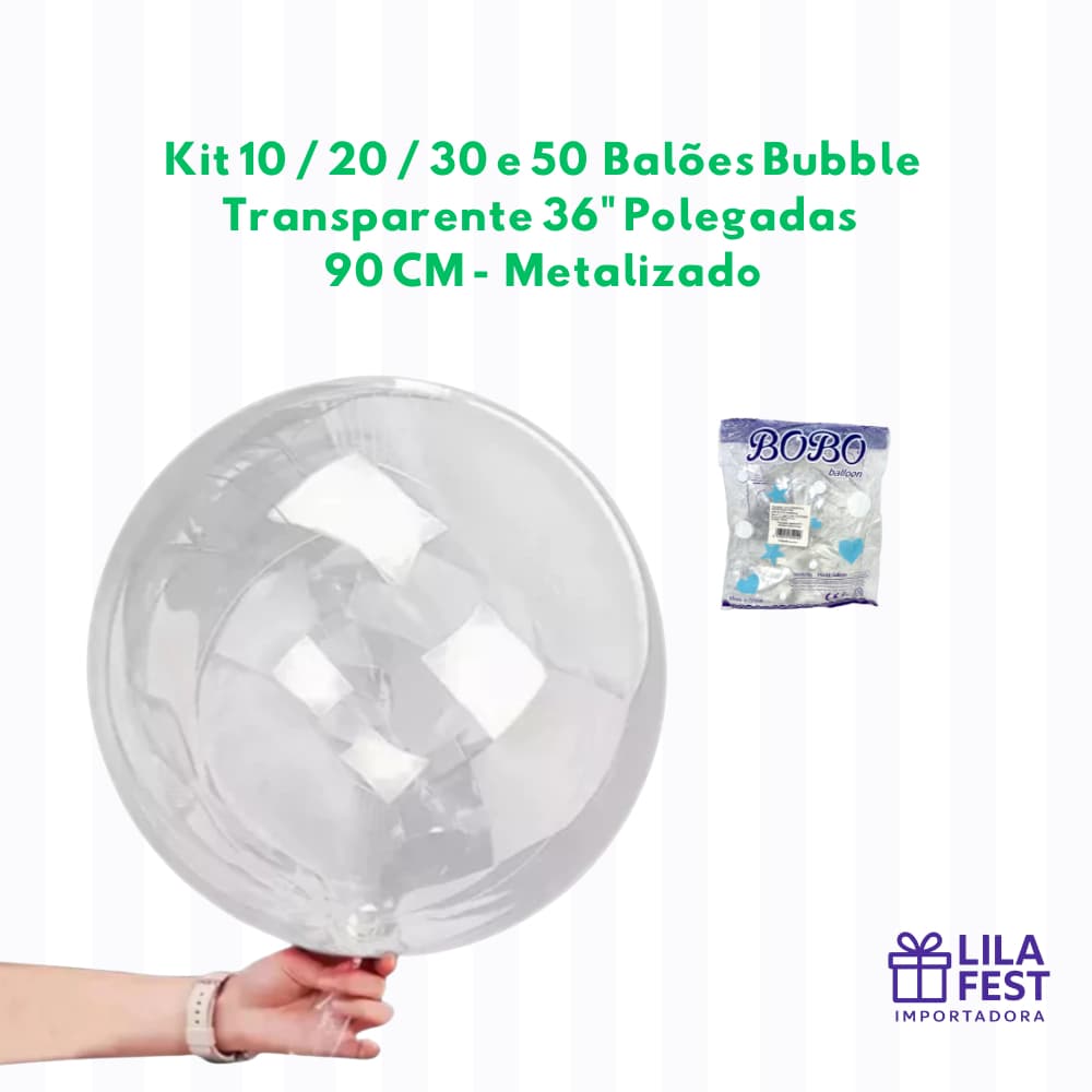 Kit 10 20 30 e 50 Balões Bubble Transparente 36” Polegadas Decoração Festa Personalizado Premium