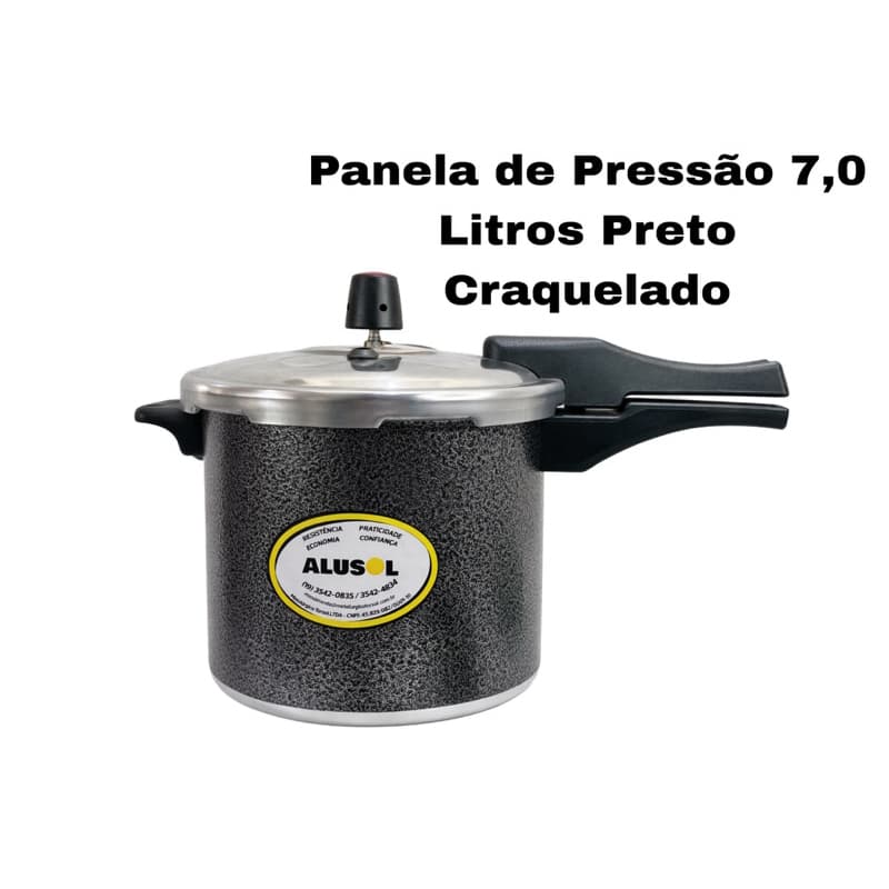 Panela de Pressão 7,0 Litros - Fechamento Externo- Preto Craquelado