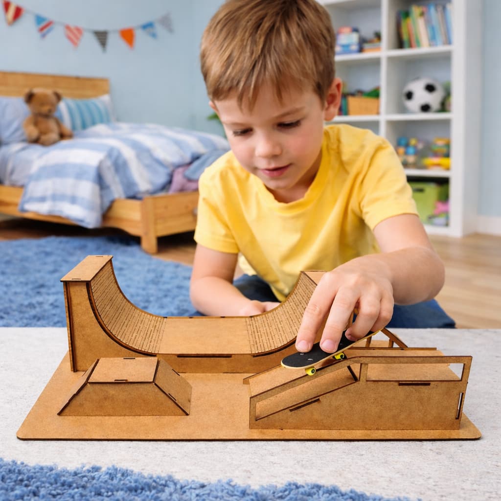 Brinquedo Pista de Skate de Dedo Para Crianças e Adultos Pista de Sakte FingerBoard em MDF