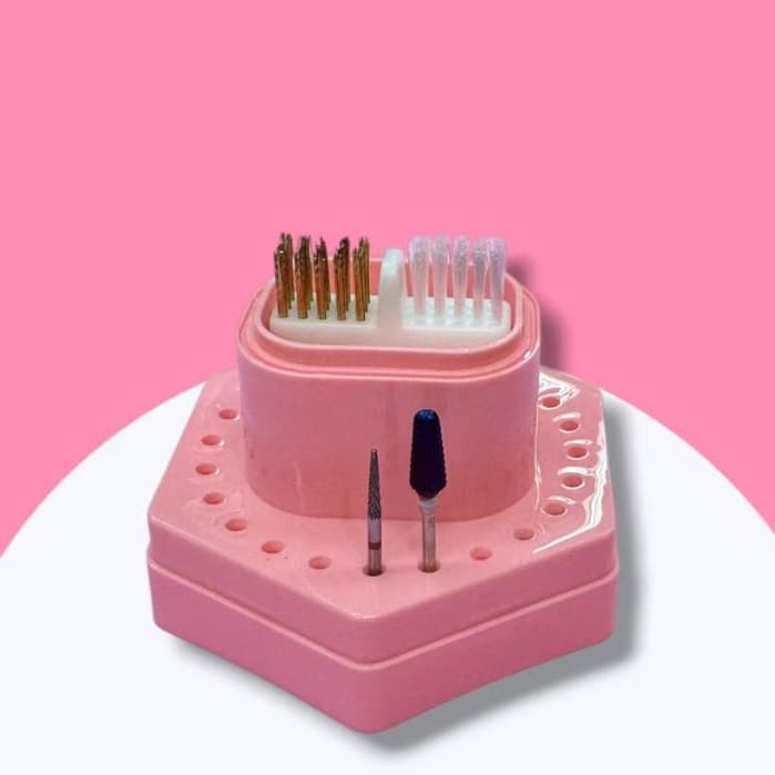 Kit Organizador + Escovinha Limpadora de Brocas de Unhas Porta Brocas Grande Suporte De Broca JY-10099