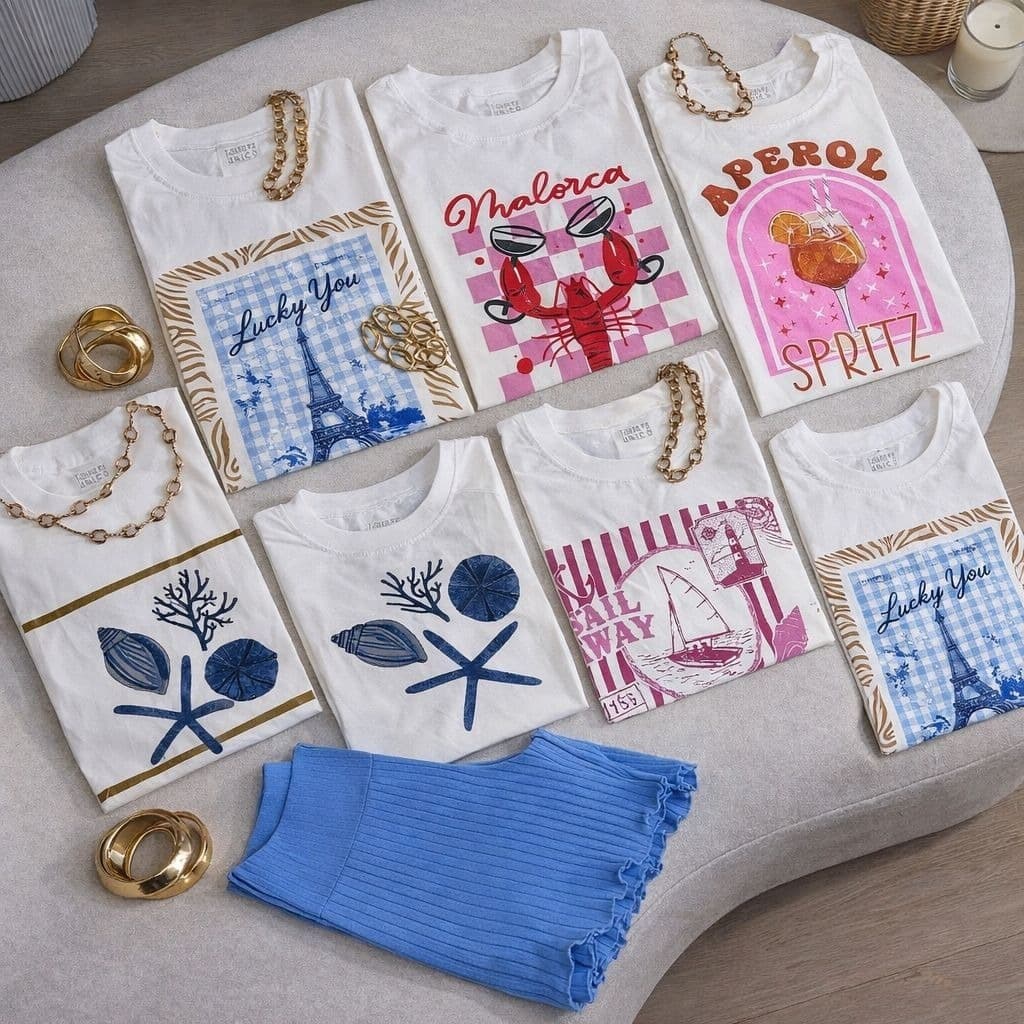 Camiseta Básica Blusa Feminina T Shirt Branca Várias Estampas Coloridas 100 % Algodão Confortável  -Tendência