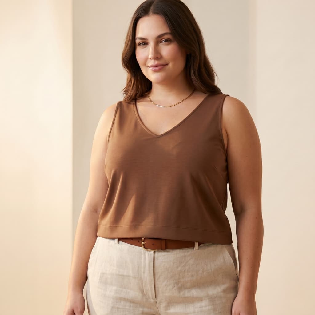 Blusa Regata Feminina Plus Size Alça Larga Tecido Premium Não marca Corpo Moda Casual e Social