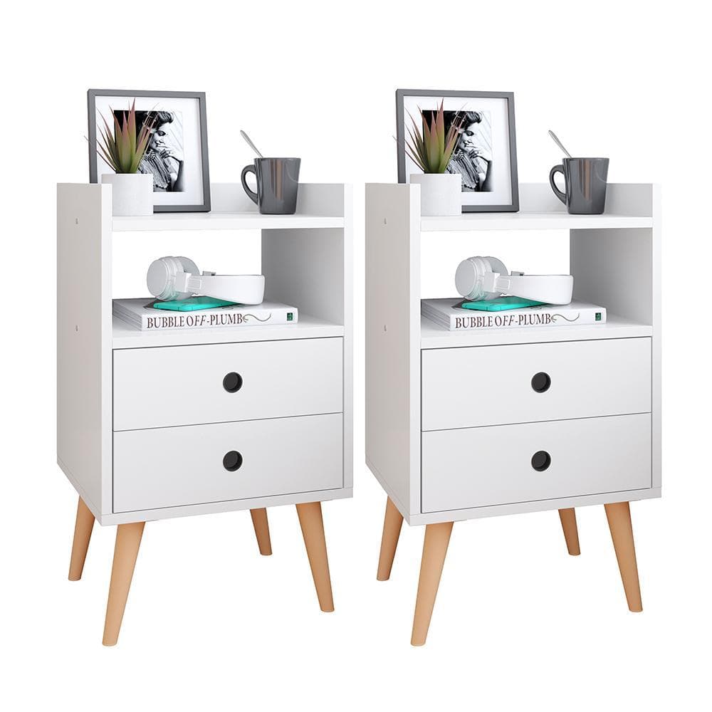 Kit 2 Mesas de Cabeceira Dream com 2 Gavetas e Nicho – Modernas, Compactas e Funcionais