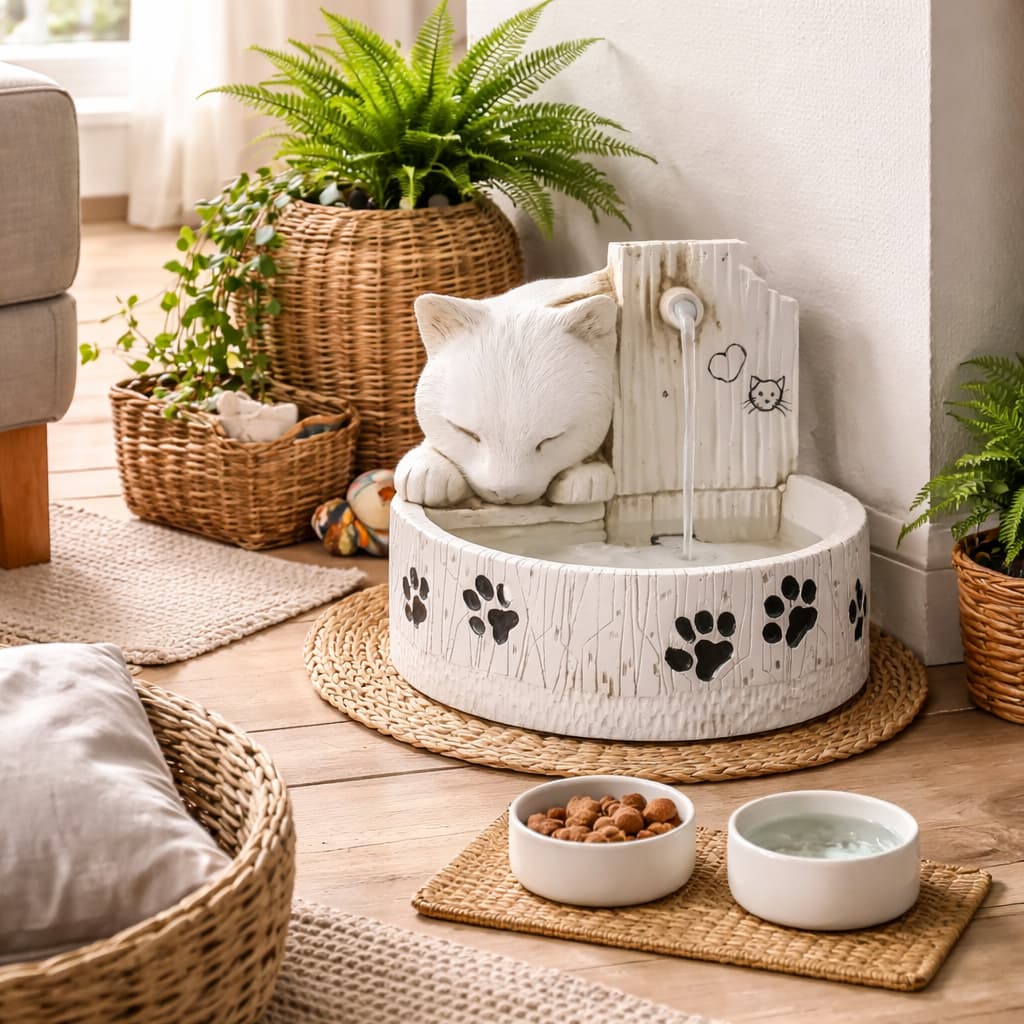 Bebedouro Fonte Água Gatos Pet Automático Resina Bivolt Silencioso 1 Unidade Alimentação Contínua
