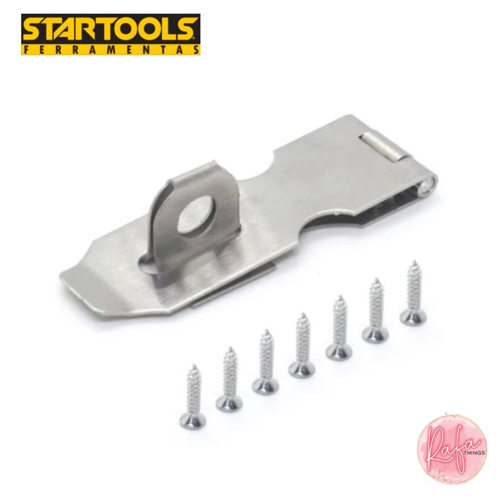 Trava Fecho para Cadeado 4 polegadas Aço Startools Pro Reforçado Com Parafusos Resistente Segurança
