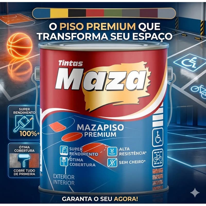 Tinta Piso Maza Premium galão 3,6L - Grafite - Alta Resistência | Base Água
