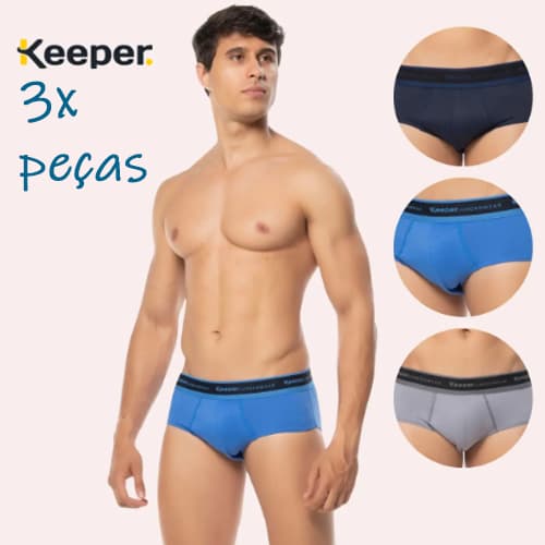 keeper 3 cueca slip leve, confortável, tradicional, ótima qualidade, durável