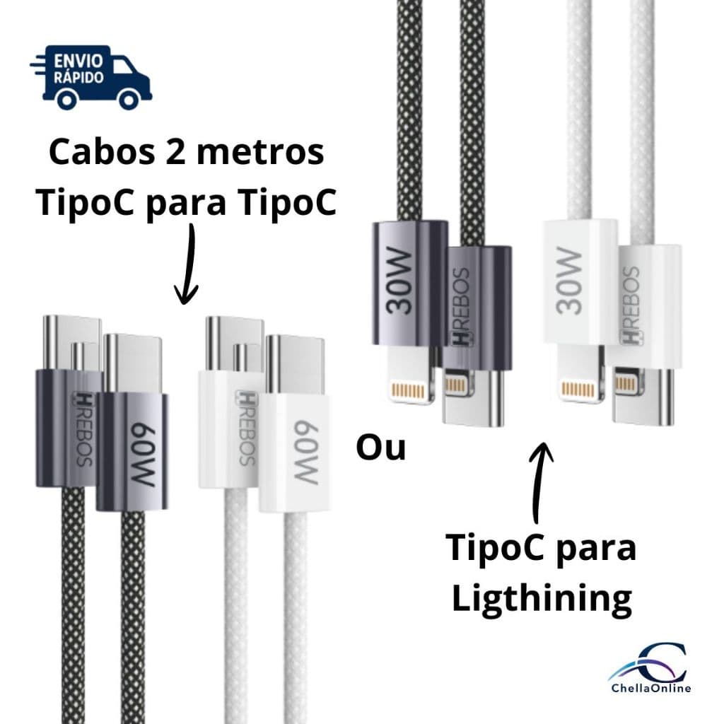 Cabo 2m Reforçado | Hrebos SkipperVolt | Carregamento Rápido e Durável