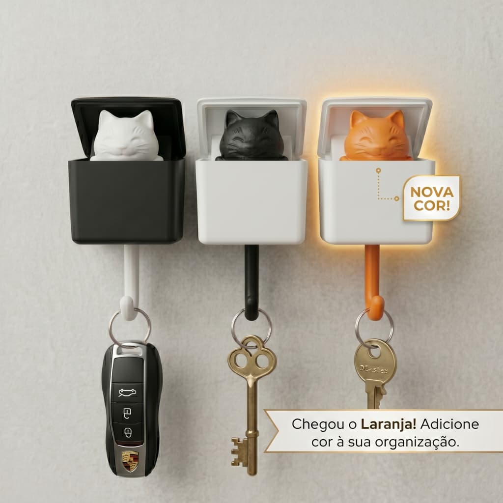 Porta-chaves de Gato Fofo Esconde-esconde | Gancho Adesivo de Gato para Chaves