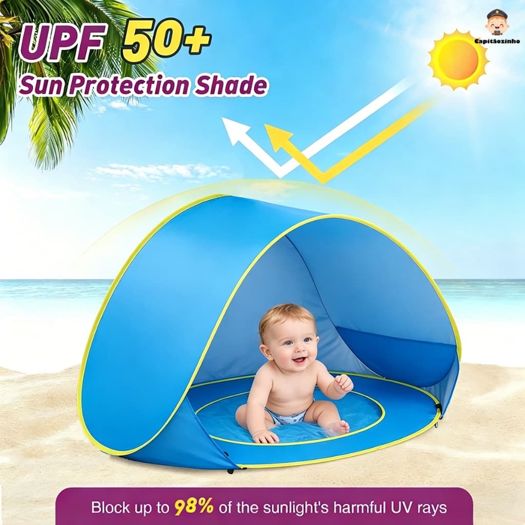 Tenda de Praia Infantil de Instalação Rápida UPF 50+ portátil para uso interno/externo