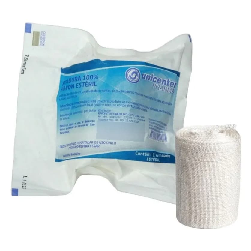 Atadura 100% Rayon Estéril Unicenter Pharma 7,5cm X 5 metros