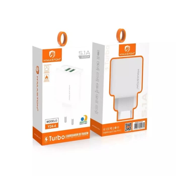 H'maston Y24-4 Carregador 25w Fonte Torre Carregar Celular Portátil 2 Usb 5.1A