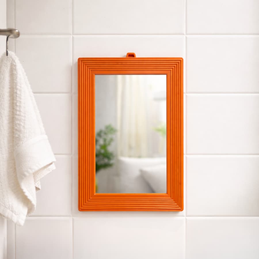 Espelho Parede Moldura Plástica Laranja Banheiro Lavabo Quarto Diversos Tamanhos Multiuso