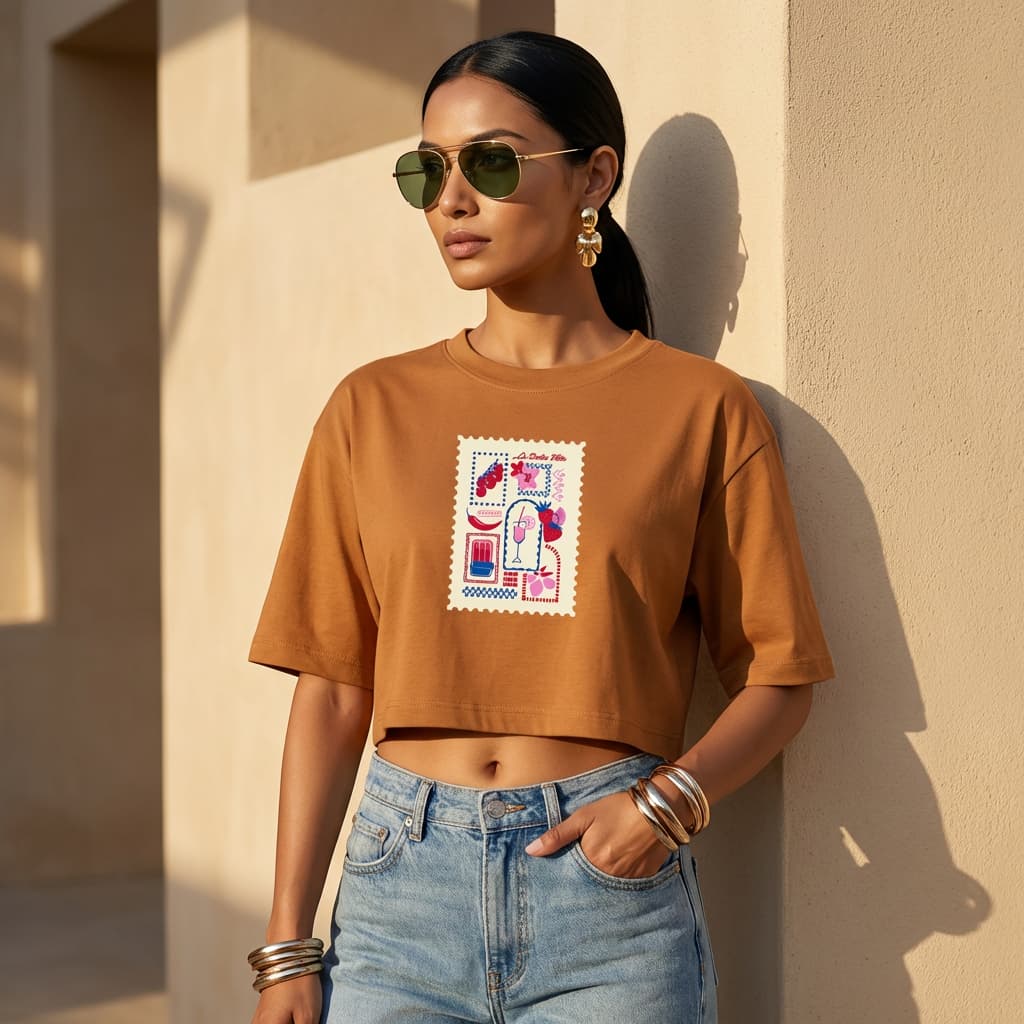 Cropped T-Shirt Oversized Grit 100% Algodão Lançamento Estampado