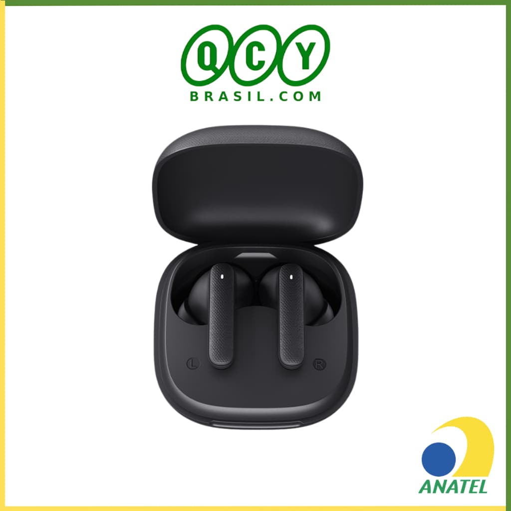 Fone de Ouvido QCY Buds T43 Sem Fio Bluetooth 5.3 Modo Baixa Latência, Certificado IPX4, até 35 Horas de Bateria