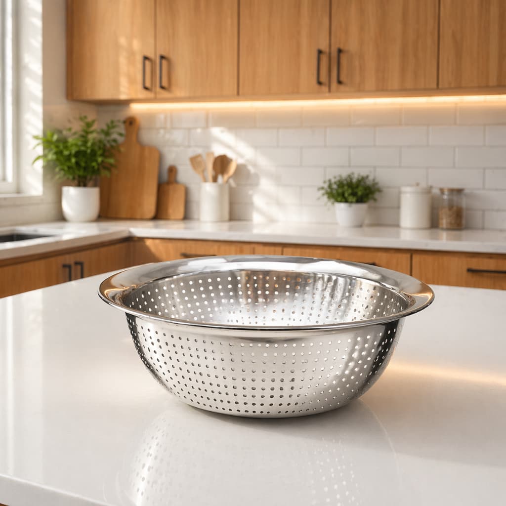 Escorredor Inox 22cm para Massas Arroz e Alimentos Multiuso