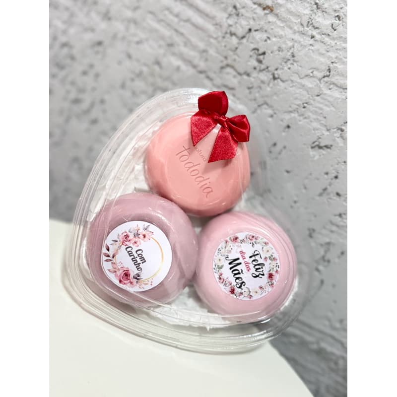 Presente especial para o Dia das Mães Coração com 3 Sabonetes Natura Mimo Lembrancinha Barato Simples