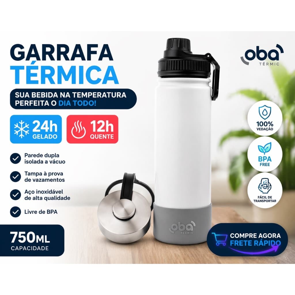 Garrafa Térmica 650ml Inox Tampa Esportiva 24h Gelado 12h Quente Parede Dupla Anti Vazamento Premium