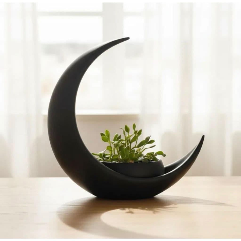 Vaso Decoração Lua Crescente com Vasinho Elíptico para Plantas