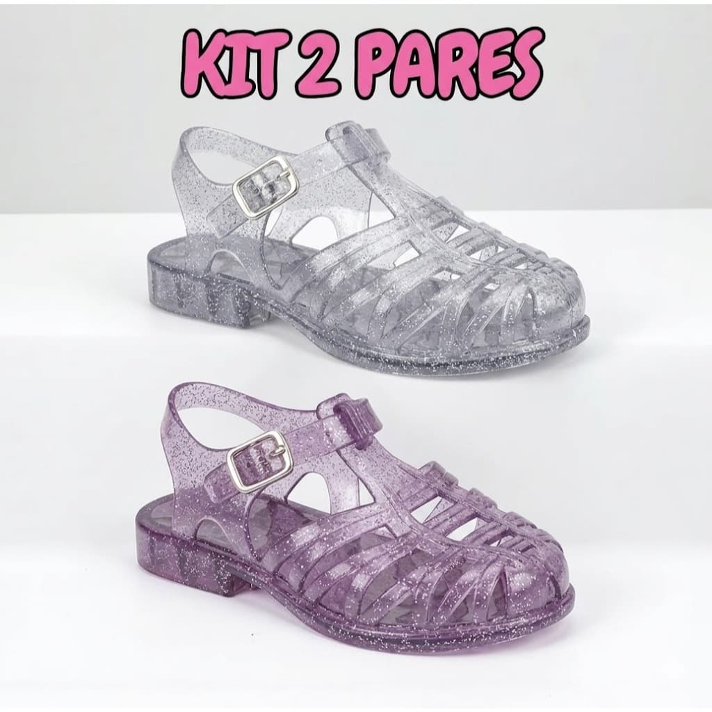 Kit 2 pares sandalia melissa molinha confortavel plastico