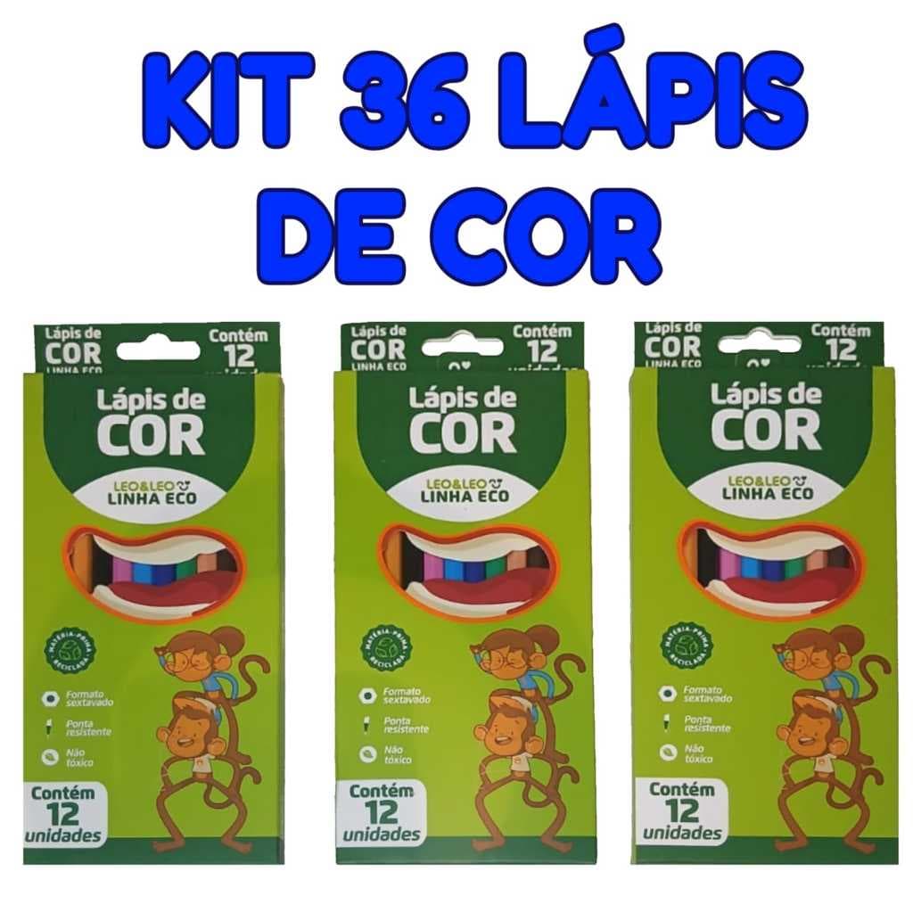 KIT 36  CORES 3 CAIXA LAPIS 12 CORES SESTAVADO