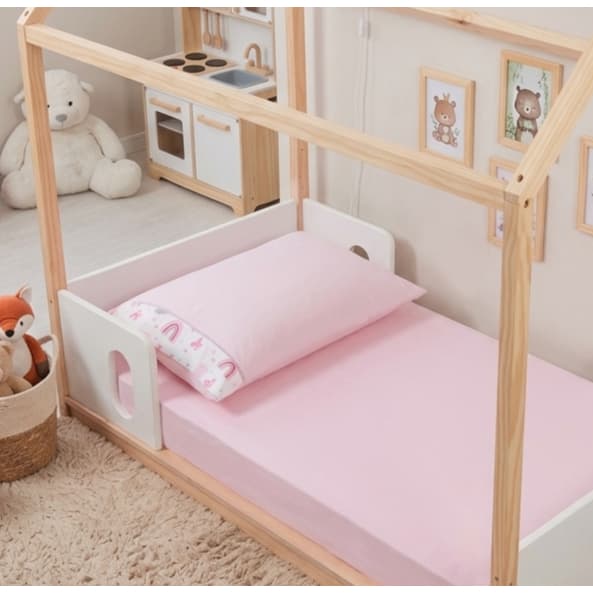 Jogo Lençol 2 peças Mini Cama Montessoriana Ponto Palito 400 fios Super Macio