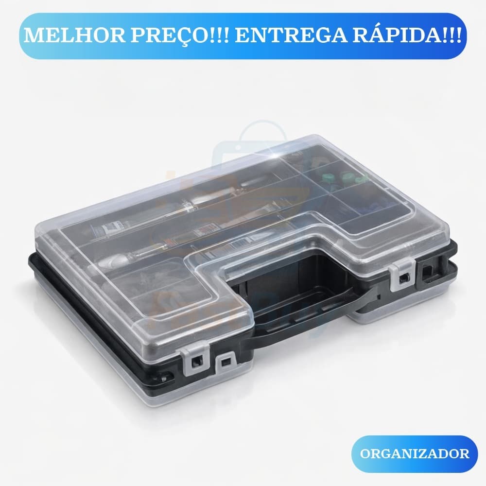 Estojo Organizador Maleta Para Buchas Parafuso Pesca Box Double Case 26 Compartimentos