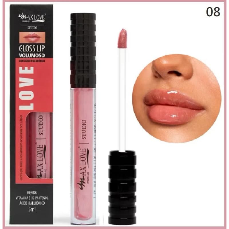 Gloss Labial Lip Volumoso Aumenta Os Lábios Com Ácido Hialurônico + Vitamina - Max Love (Cores)