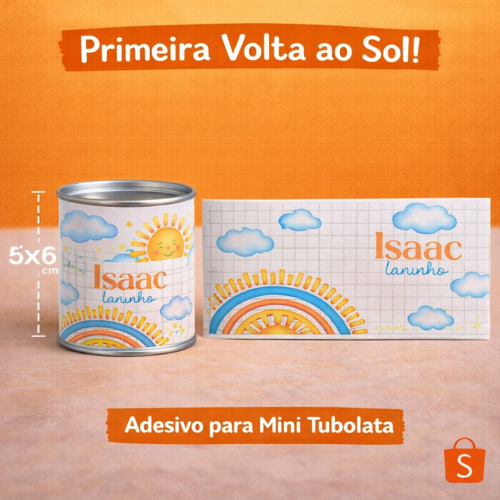 Rótulo Adesivo para Mini Tubolata 5x6 Personalizado Lembrancinha Festa Infantil, batizado