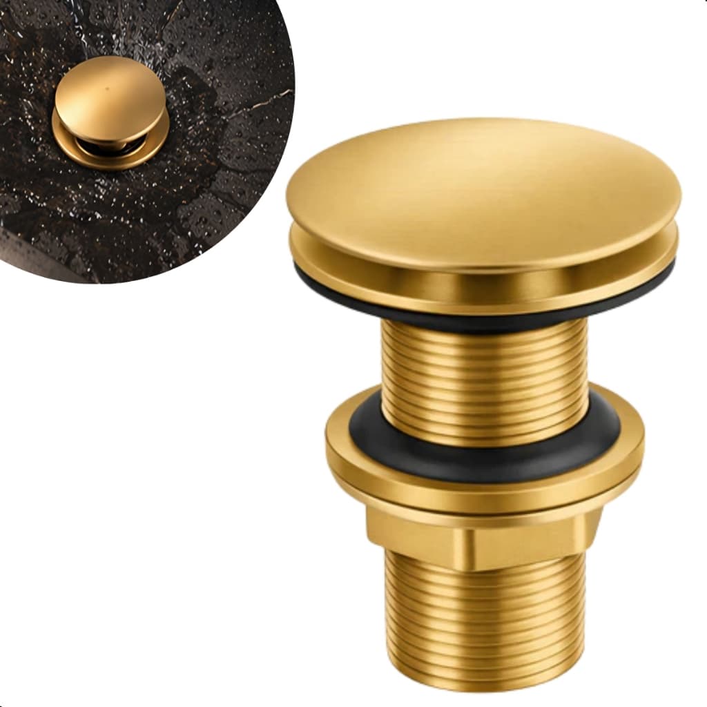 Válvula Click Ralo Cuba Pia Lavatório Banheiro Dourado Fosco Inox 7/8 Design Inteligente