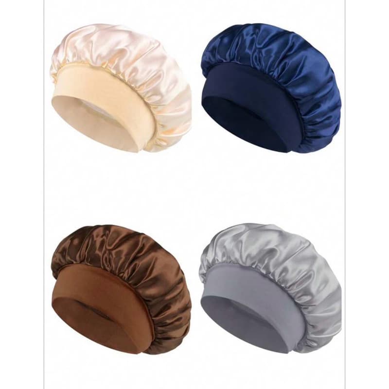 4 Peças Touca de Dormir de Seda, Forro de Cetim, Faixa Elástica, Adequada para Cabelos Cacheados Touca de Dormir
