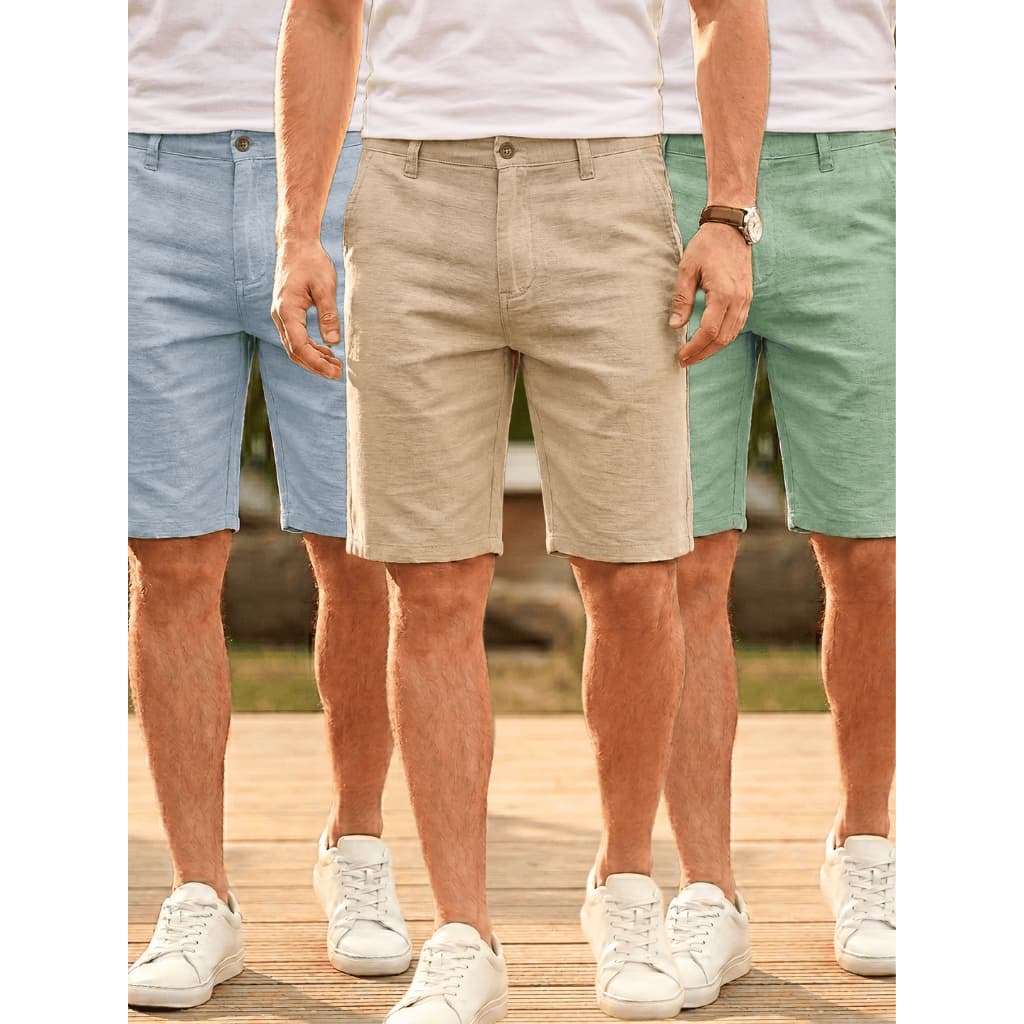 KIT 3 Short Masculino Brim Colorido de Sarja com Estilo Casual e Conforto no Verão - SJ 01