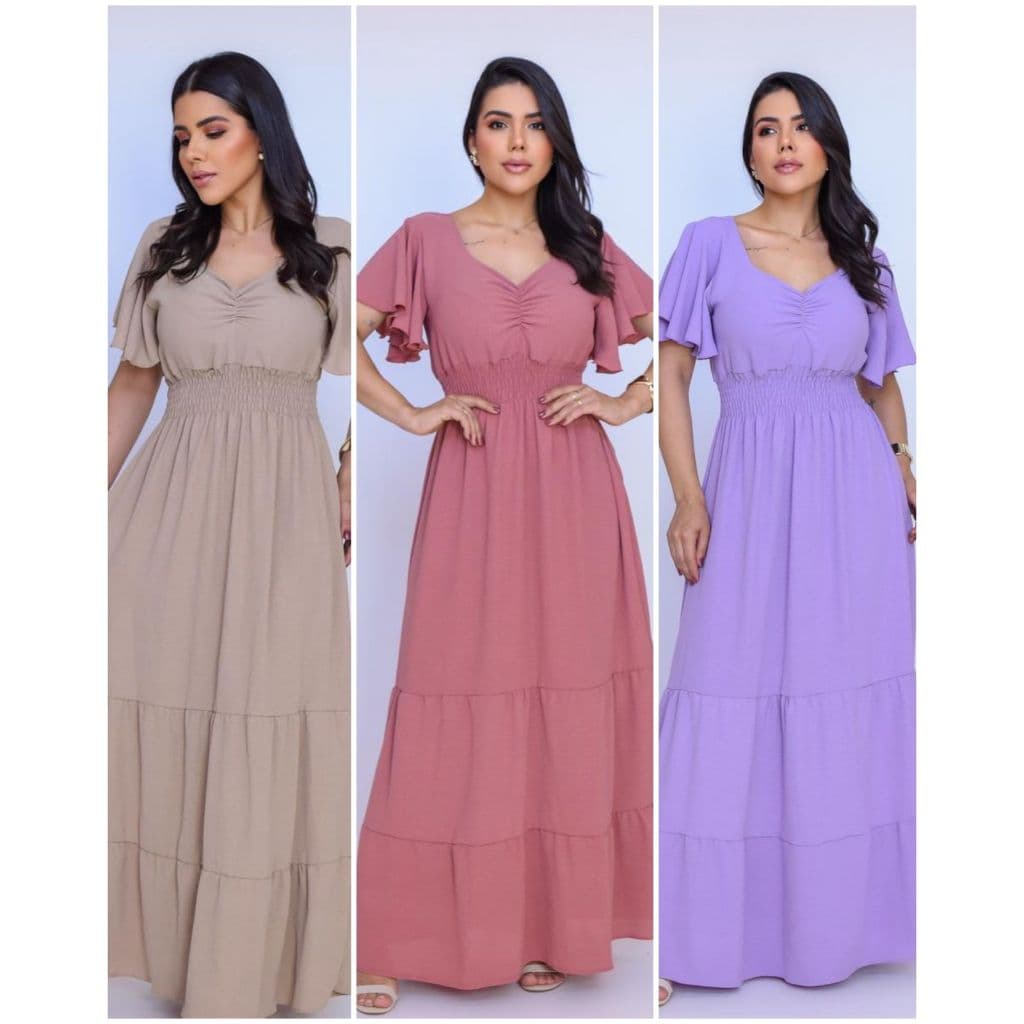 VESTIDOS LONGOS EVANGÉLICOS | VESTIDOS LONGOS COM LASTEX | VESTIDOS LONGOS