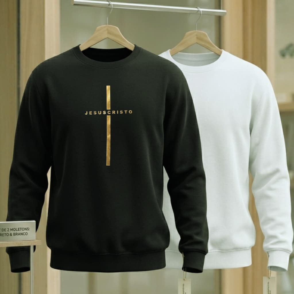 Kit moletom masculino feminino capote blusa de frio casaco blusão tendencia promoção preto branco liso gola estampado