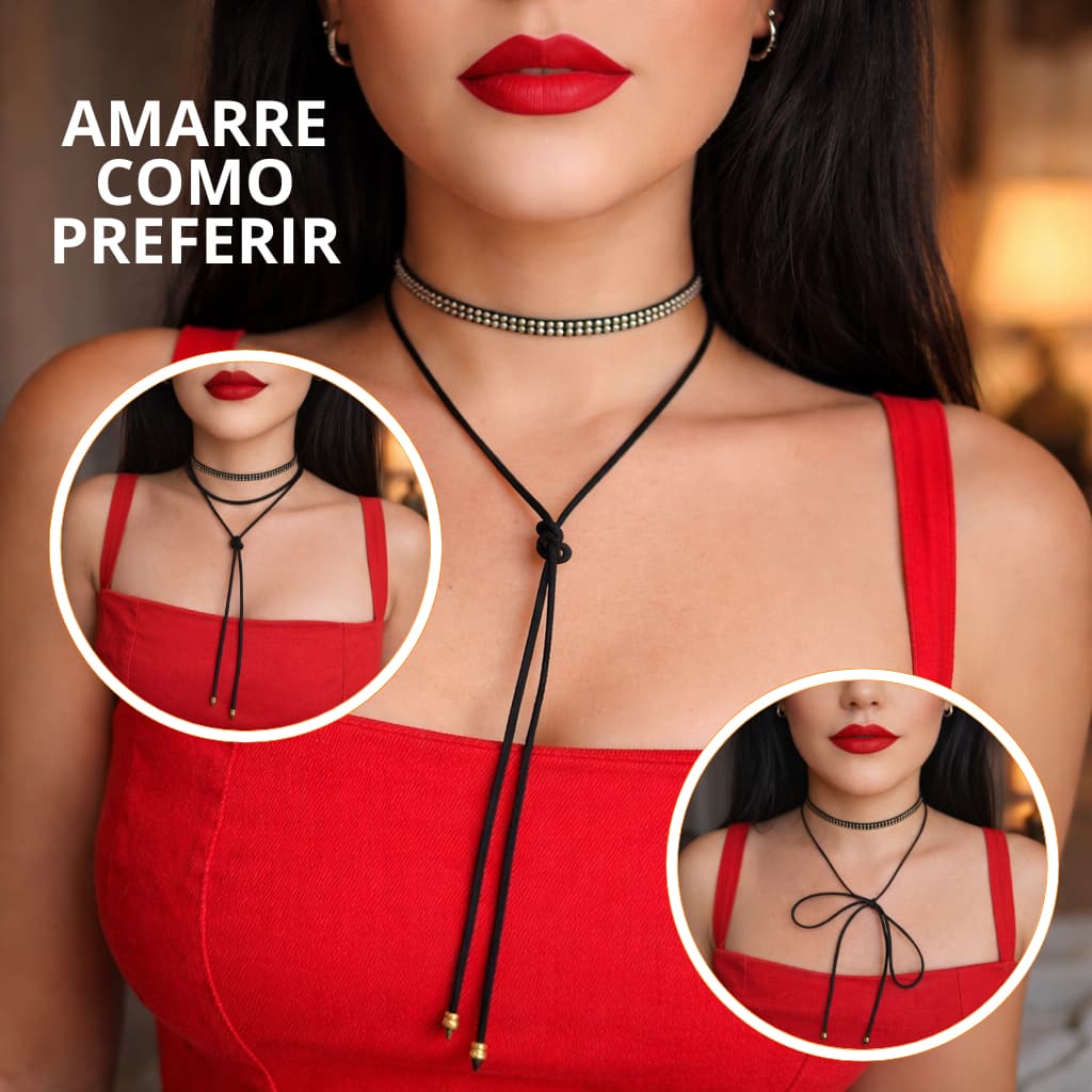 Choker Estilo Gravatinha - Colar Tendência Moda 2026 - Versátil e Elegante - várias amarrações