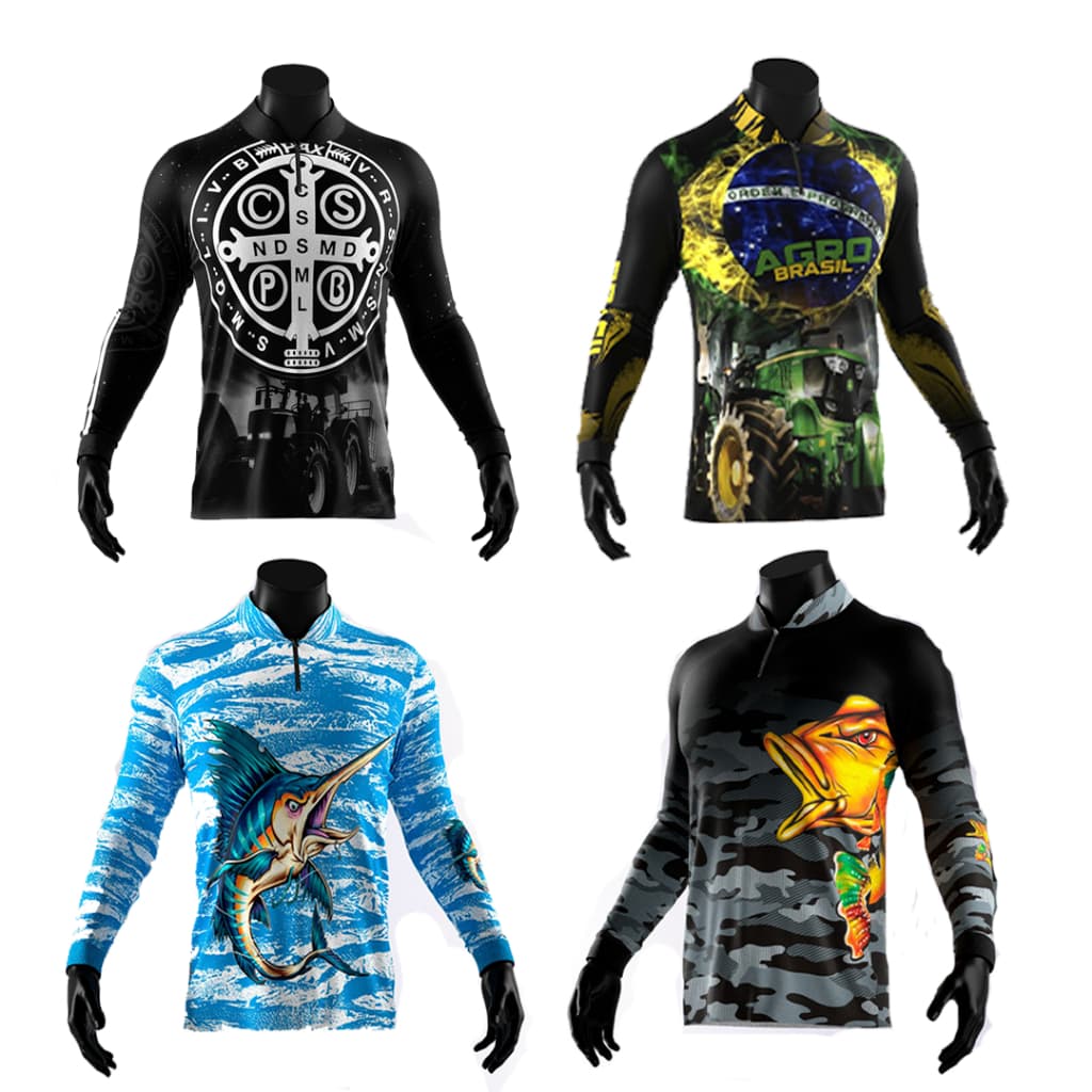 Camiseta De Pesca Manga Longa Dryfit C/ Proteção Térmica Uv50