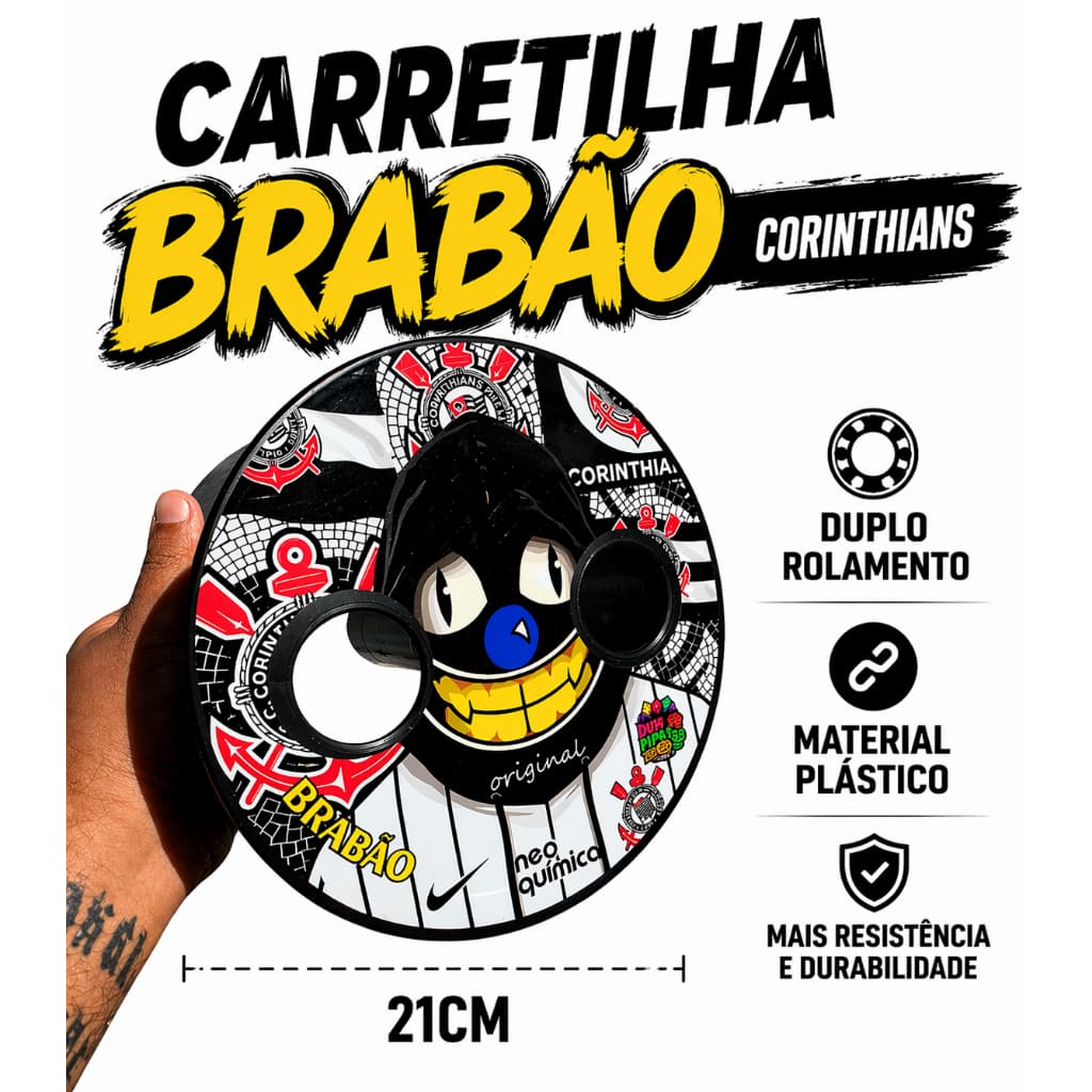 Carretilha de Pipa Brabão 21cm Colorida Duplo Rolamento Empinar Linha Soltar Pipa Criança Adulto