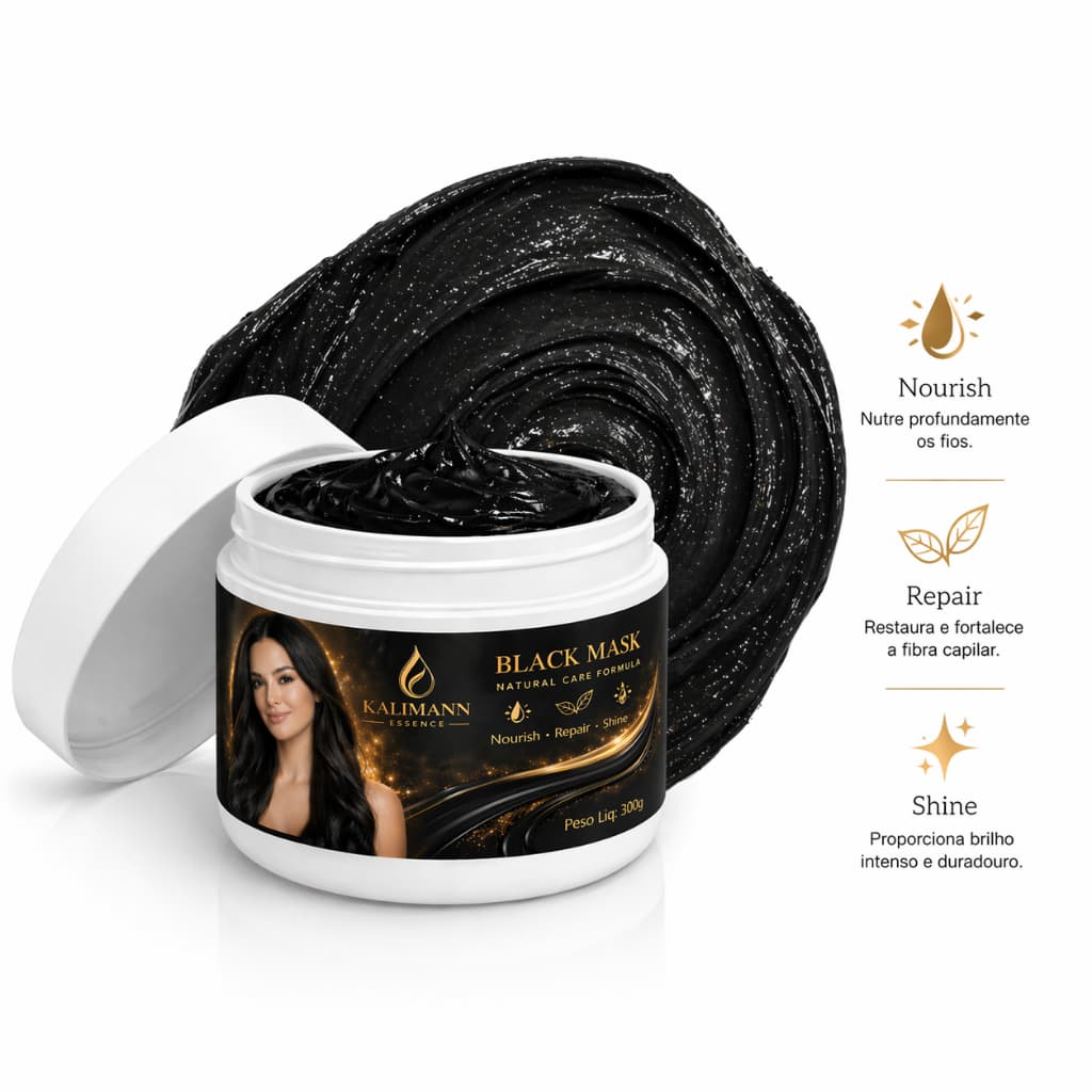 Máscara Tonalizante Preto Black Mask 300g Escurece fios brancos Black Hair Dye Sem Amônia