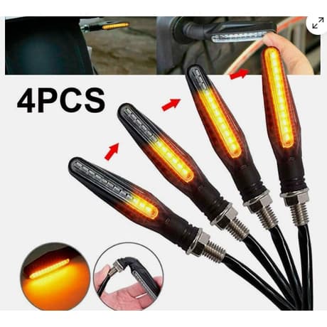 Seta Pisca LED Sequencial 12V STARMEGA Kit 4 Unidades Indicador Luminoso Para Moto Motociclista